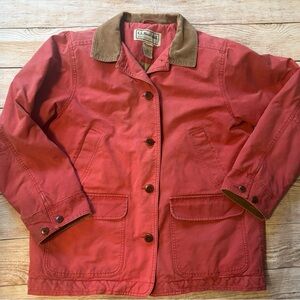 L.L. Bean Women's Utility Jacket in Red and Brown Petite Large